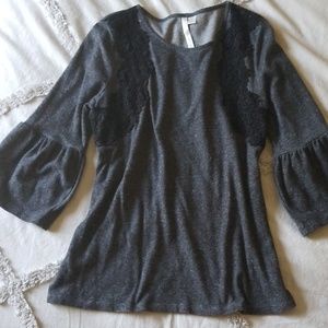 LC Lauren Conrad charcoal gray blouse